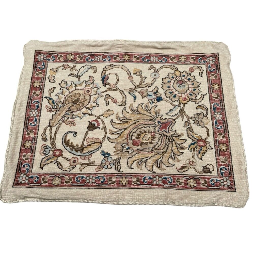 (1) Rare Ralph Lauren Northern Cape Tapestry Pillow Sham Double Sided Zip Cotton